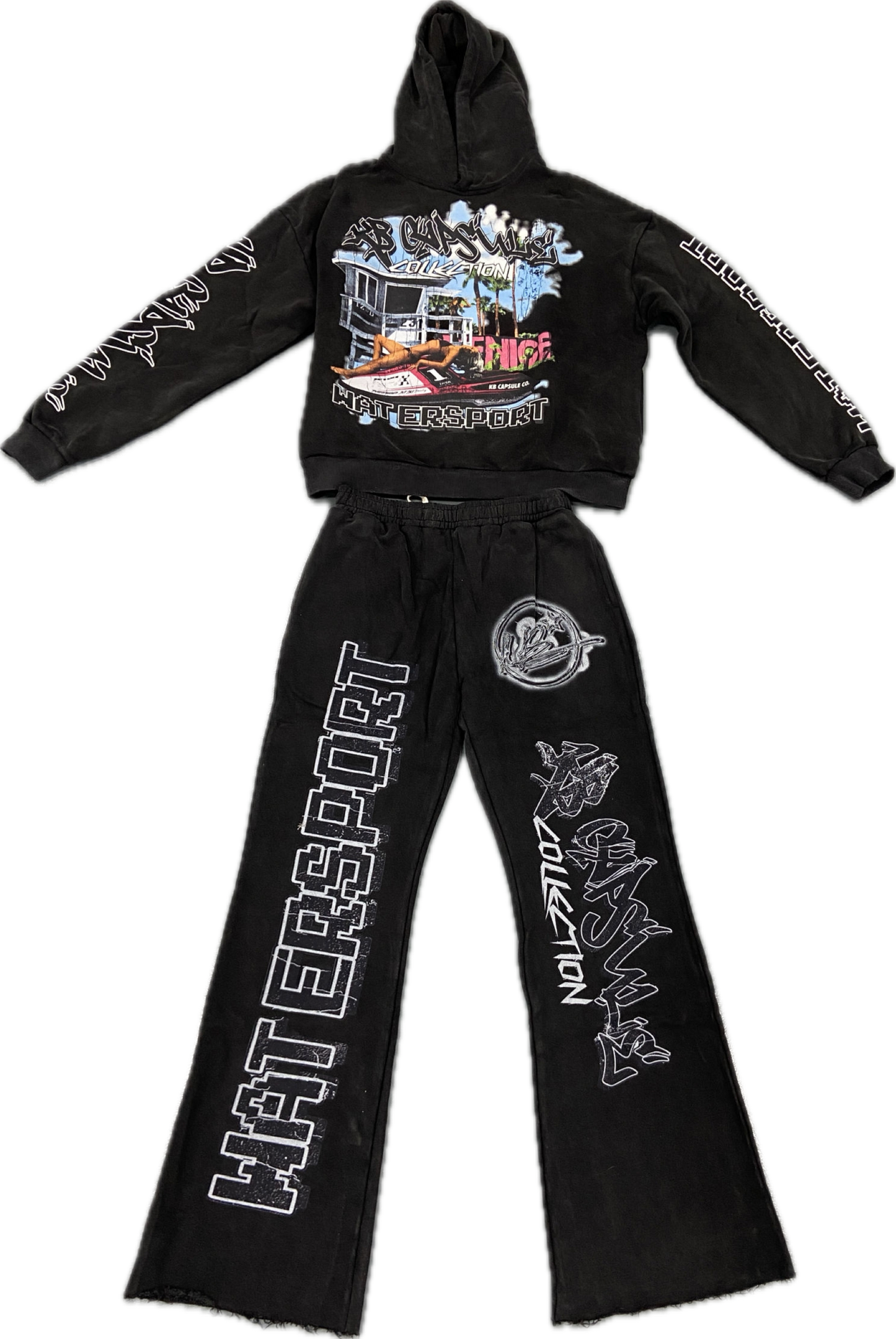 Water Sport “Vintage Wash” Hooded Jogging Ensemble
